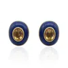 Michael Nash Jewelry Women's Blue / Brown Stephanie Lapis Resin Clip Earring With Smoke Topaz Glass Stone In Multi