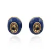 Michael Nash Jewelry Women's Blue / Brown Stephanie Lapis Resin Pierced Earring With Topaz Glass Stone In Brown