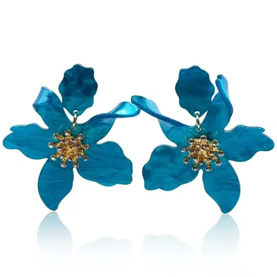 Michael Nash Jewelry Women's Blue Cerulean Floral Resin Drop Earrings