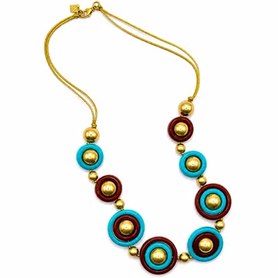 Michael Nash Jewelry Women's Blue Delaney Tobacco And Turquoise Long Necklace In Multi