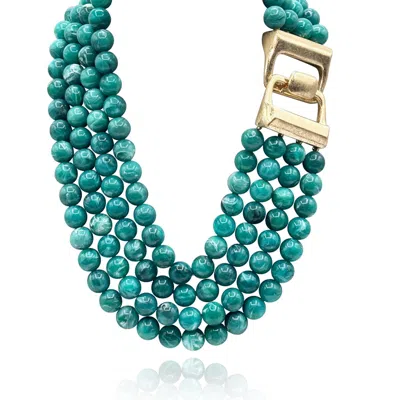 Michael Nash Jewelry Women's Blue Irena Four Strand Turquoise Resin Bead Nesting Necklace