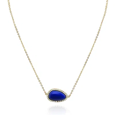 Michael Nash Jewelry Women's Blue Lapis Pendant With Sterling Silver Vermeil And Cubic Zirconia