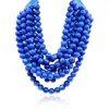 Michael Nash Jewelry Women's Blue Lapis Resin Multi Strand Necklace With Vegan Adjustable Clasp