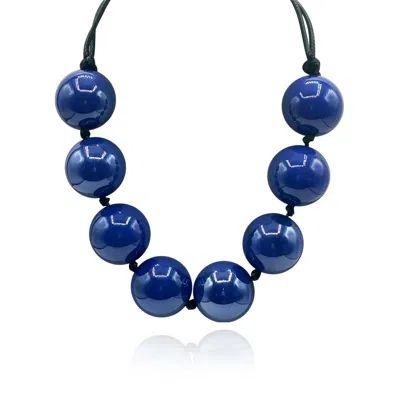 Michael Nash Jewelry Women's Blue Large Marbled Knotted Navy Resin Bead Necklace