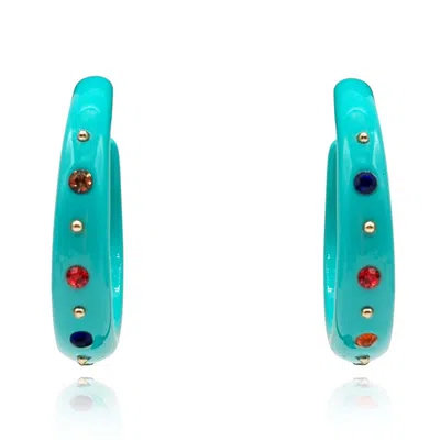Michael Nash Jewelry Women's Blue Large Turquoise Studded Resin Hoop Earrings