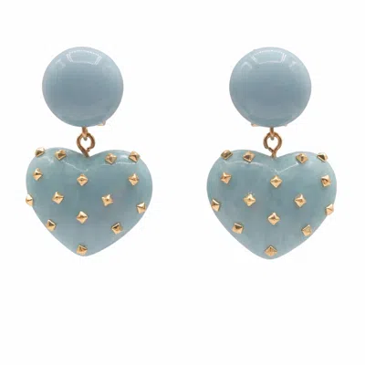 Michael Nash Jewelry Women's Blue Lavinia Aqua Resin Studded Heart Drop Earrings