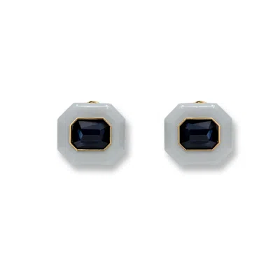 Michael Nash Jewelry Women's Blue Lena Aqua Resin And Sapphire Crystal Octagon Earrings