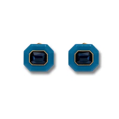 Michael Nash Jewelry Women's Blue Lena Sapphire Resin Octagon Earrings