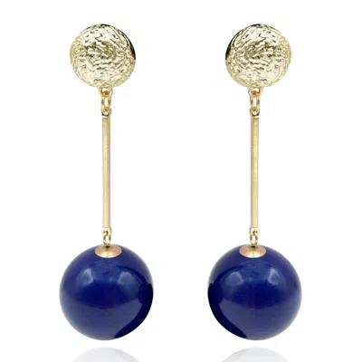 Michael Nash Jewelry Women's Blue Navy And Gold Ball Drop Earrings