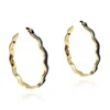Michael Nash Jewelry Women's Blue Navy Enamel And Gold Wavy Hoop Earrings