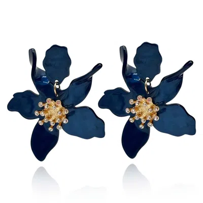Michael Nash Jewelry Women's Blue Navy Floral Resin Drop Earrings