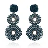 Michael Nash Jewelry Women's Blue Navy Glass Clip On Boho Drop Earrings