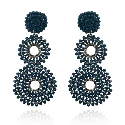 Michael Nash Jewelry Women's Blue Navy Glass Clip On Boho Drop Earrings