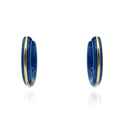 Michael Nash Jewelry Women's Blue Navy Resin Hoop Earrings With Gold Stripe