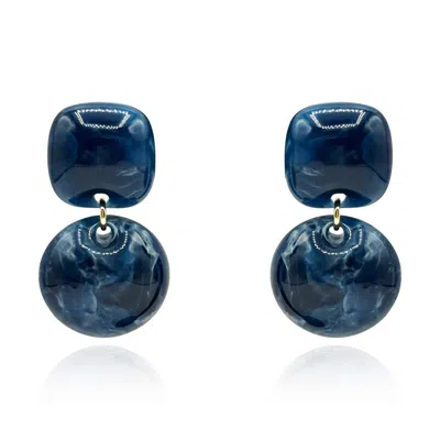 Michael Nash Jewelry Women's Blue Navy Small Resin Clip-on Drop Earrings