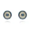 Michael Nash Jewelry Women's Blue / Neutrals Crystal Baguette And Sapphire Crystal Clip-on Button Earrings In Blue