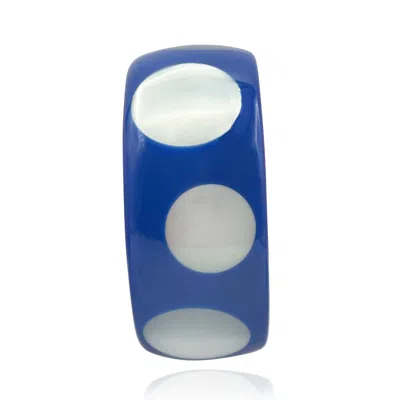 Michael Nash Jewelry Women's Blue / Neutrals Navy Blue And Mother Of Pearl Deco-style Spotted Bracelet