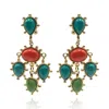 Michael Nash Jewelry Women's Blue / Orange Clip On Earrings With Turquoise And Coral Pear And Oval Drops In Multi