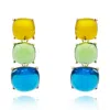 Michael Nash Jewelry Women's Blue / Orange / Green Multi Color Cushion Shaped Drop Earrings In Multi