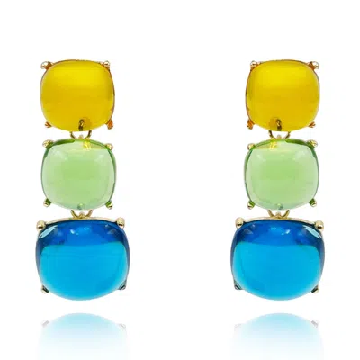 Michael Nash Jewelry Women's Blue / Orange / Green Multi Color Cushion Shaped Drop Earrings