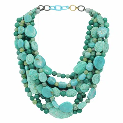 Michael Nash Jewelry Women's Blue Otilia Multi Strand Shades Of Turquoise Resin Beads