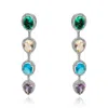 Michael Nash Jewelry Women's Blue / Pink Multi-color Oval And Pear Shape Cubic Zirconium Drop Earring Set In Rhodium-plat In Multi