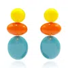 Michael Nash Jewelry Women's Blue / Pink / Purple Triple Drop Resin Yellow And Orange And Turquoise Drop Earrings