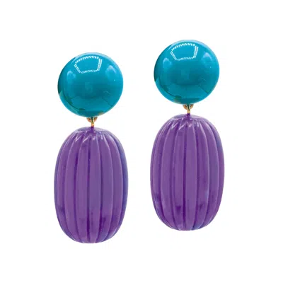 Michael Nash Jewelry Women's Blue / Purple Arabella Turquoise And Purple Resin Clip Earrings In Blue/purple