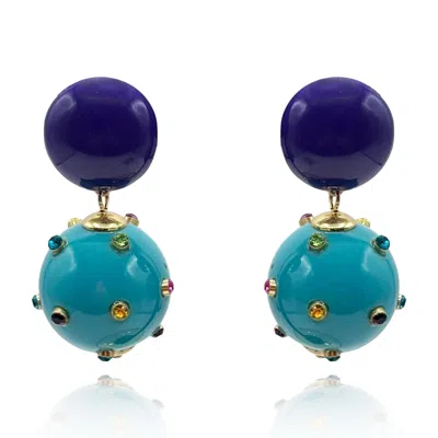 Michael Nash Jewelry Women's Blue / Purple Valentina Purple And Turquoise Resin Studded Pierced Earrings In Multi
