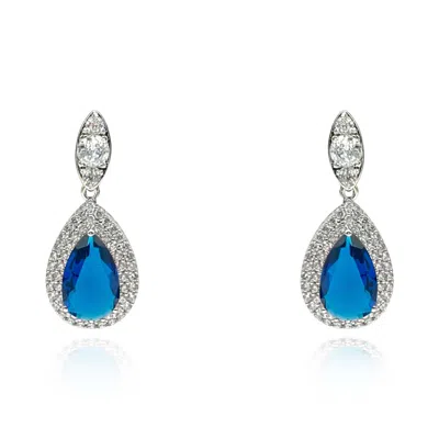 Michael Nash Jewelry Women's Blue Sapphire And Diamond Cubic Zirconium Pear-shaped Clip-on Drops