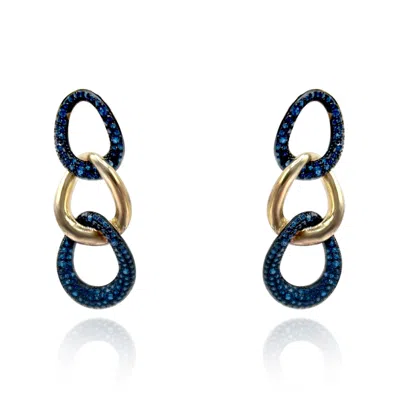 Michael Nash Jewelry Women's Blue Sterling Silver Vermeil Earrings With Sapphire Cubic Zirconium