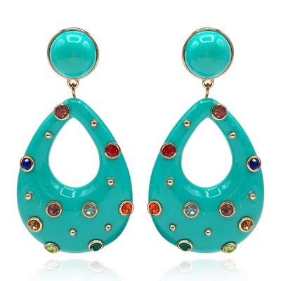 Michael Nash Jewelry Women's Blue Studded Turquoise Resin Large Hoop Earrings