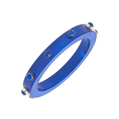 Michael Nash Jewelry Women's Blue Translucent Navy Resin Bangle With Sapphire Faceted Stone Accents