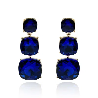 Michael Nash Jewelry Women's Blue Triple Cushion Shape Sapphire Drop Earrings