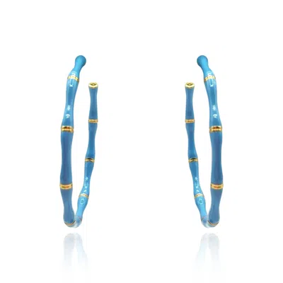 Michael Nash Jewelry Women's Blue Turquoise Enamel And Gold Plated Bamboo Earrings