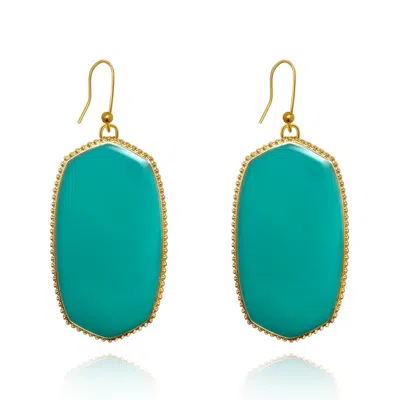 Michael Nash Jewelry Women's Blue Turquoise  Hand Enameled Drop Earrings On French Wire