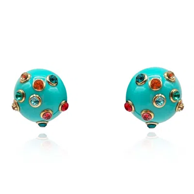 Michael Nash Jewelry Women's Blue Turquoise Resin Studded Button Earring