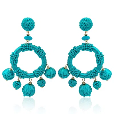 Michael Nash Jewelry Women's Blue Turquoise Silk Hand Beaded Drop Earrings