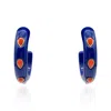 Michael Nash Jewelry Women's Blue / Yellow / Orange Navy Resin Hoop Earrings With Faceted Coral Glass Pear Stones