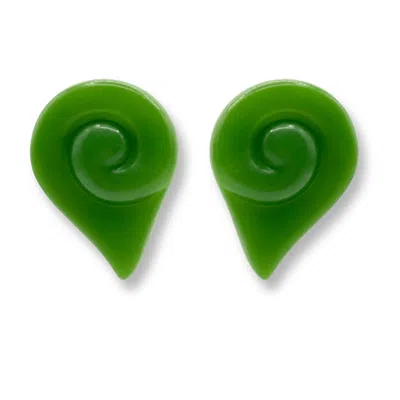 Michael Nash Jewelry Women's Brigite Matte Forest Green Resin Clip Earrings