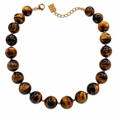 Michael Nash Jewelry Women's Brown Abigail Mm Semi Precious Tiger Eye Necklace