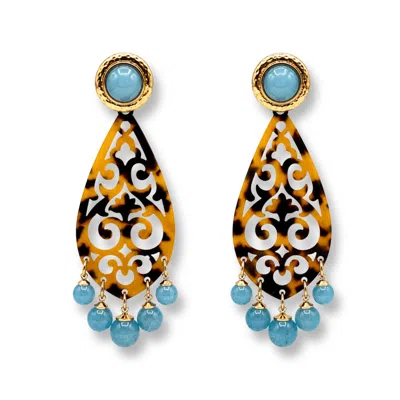 Michael Nash Jewelry Women's Brown Amelia Tortoise Resin Cut Out Drop Earrings In Multi