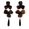 Michael Nash Jewelry Women's Brown Beth Tortoise Double Floral Resin Drop Earrings In Brown