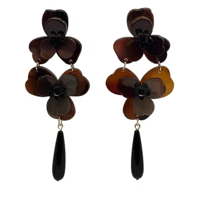 Michael Nash Jewelry Women's Brown Beth Tortoise Double Floral Resin Drop Earrings