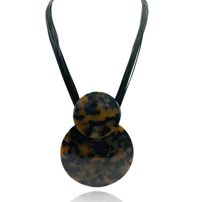 Michael Nash Jewelry Women's Brown / Black / Neutrals Tortoise Double Disc Necklace