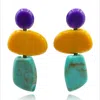 Michael Nash Jewelry Women's Brown / Blue / Purple Puzzle Purple, Amber, Turquoise Multi Triple Drop Earrings In Multi