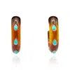 Michael Nash Jewelry Women's Brown / Blue Tortoise Resin Hoop Earrings With Faceted Turquoise Glass Pear Stones In Multi