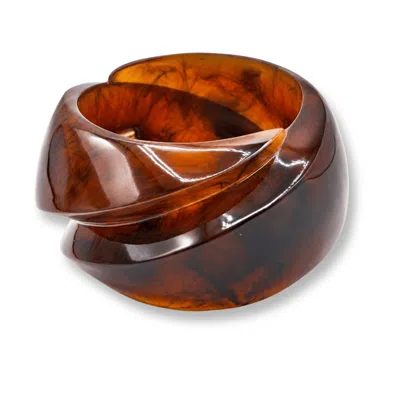 Michael Nash Jewelry Women's Brown Brigite Polished Tortoise Resin Carved Bangle In Multi