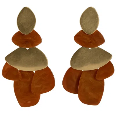 Michael Nash Jewelry Women's Brown Danielle Carnelian Resin & Worn Gold Pierced Earrings