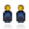 Michael Nash Jewelry Women's Brown / Gold / Blue Sapphire Crystal Ocatgon And Topaz Round Stone Drop Earrings